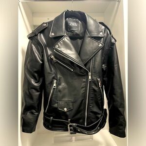 Zara Faux Leather Black Jacket size XS women. Excellent condition